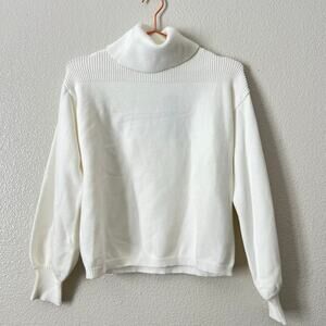 Lulus ivory cream turtleneck sweater bishop balloon sleeves